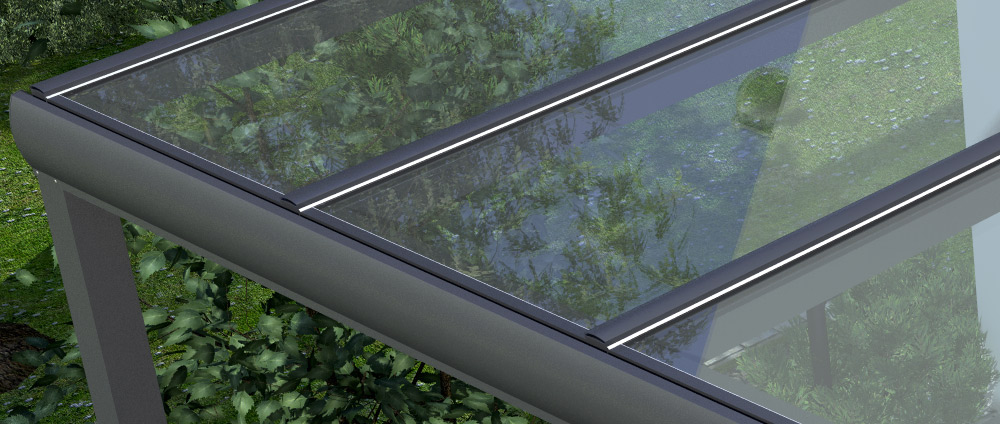 Terrassendach Alu 8 mm VSG matt Terrassenüberdachung 5 m breit Glas Carport 