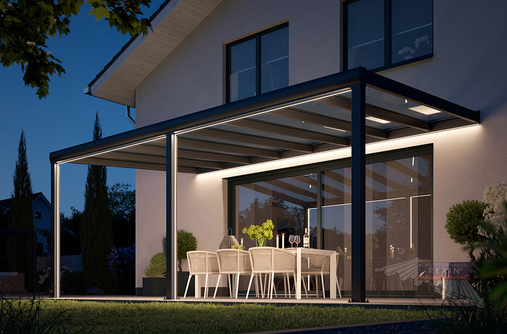 LED-Sparren: flexible Möglichkeiten für eine stimmungsvolle Terrassendach-Beleuchtung.