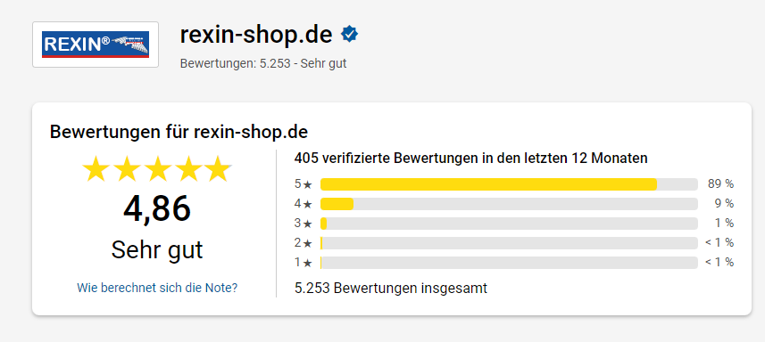 Kundenbewertungen von Rexin: Shop mit Bestnote.