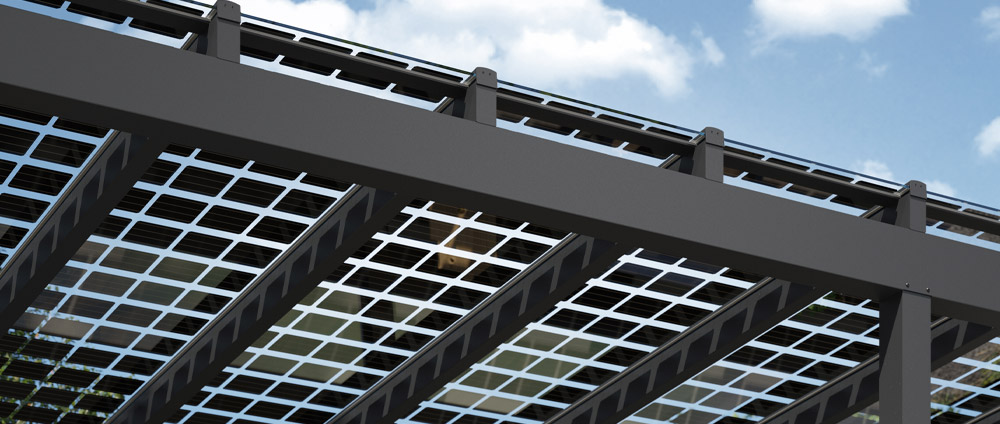Terrassendach und freistehende Überdachung mit Solarzellen