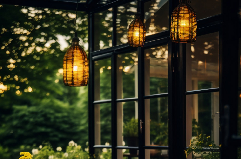 Lampions sorgen für eine stimmungsvolle Atmosphäre auf der Terrasse.