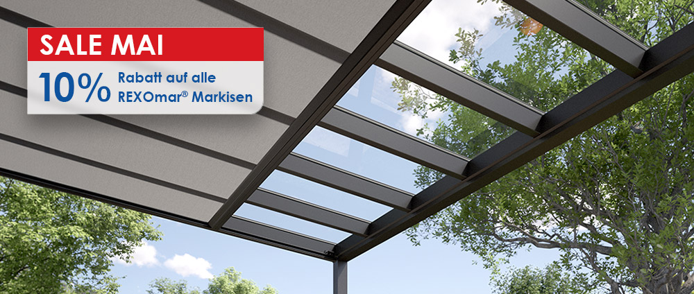 Jetzt schon für den Sommer planen - nur im Mai gibt es 10% Rabatt auf sämtliche Markisen!