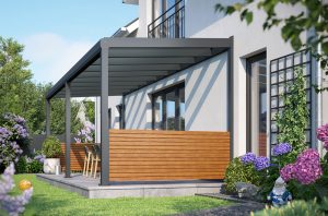 Eine REXOcover® Lamellenwand im Echtholzdesign.